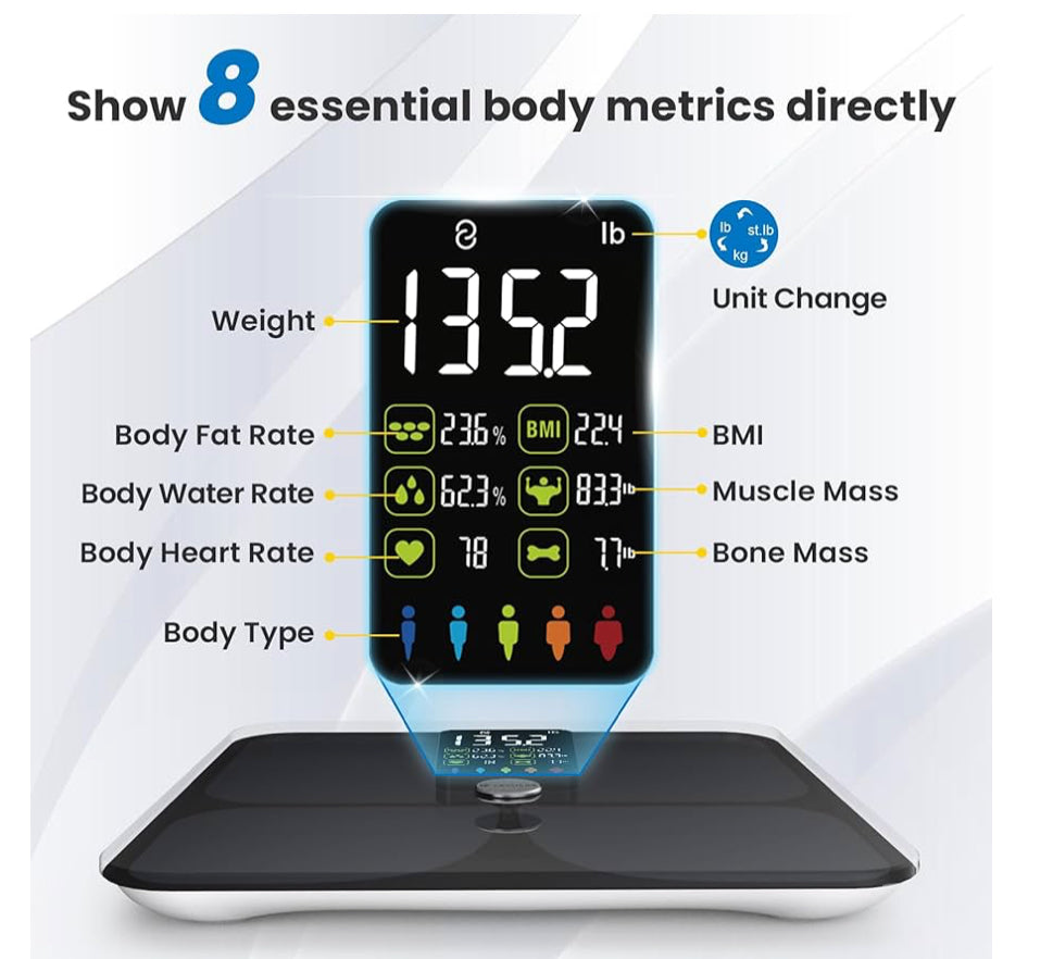 Scales for Body Weight and Fat, Lepulse Large Display Weight Scale