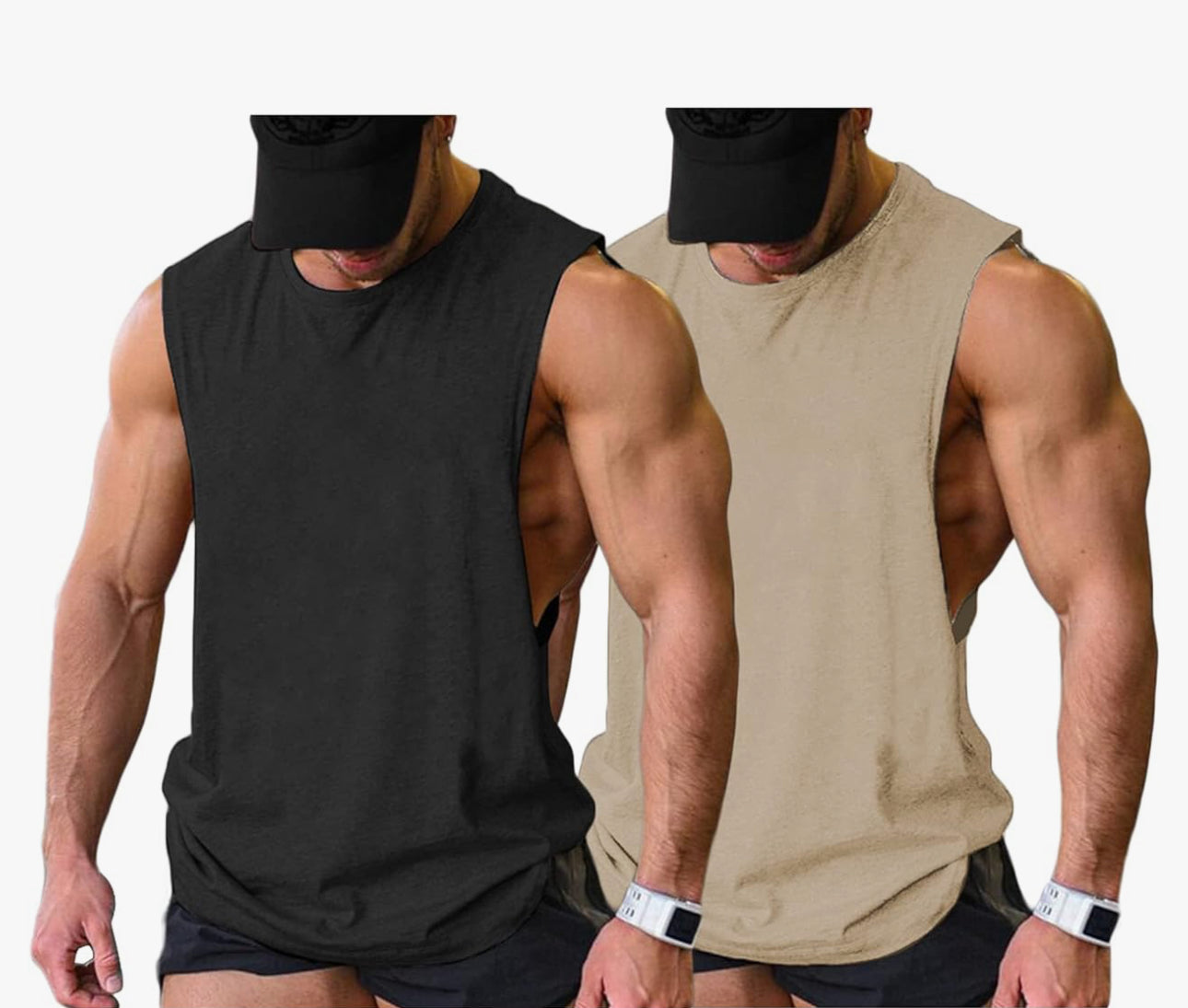 Men Workout Tank Top 2 Pack Gym Bodybuilding Sleeveless Muscle T Shirts