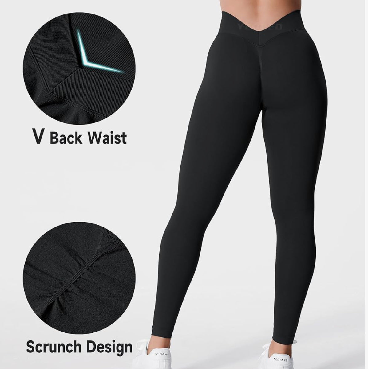 Workout Leggings for Women V Cross Waist Butt Lifting Gym Yoga Leggings