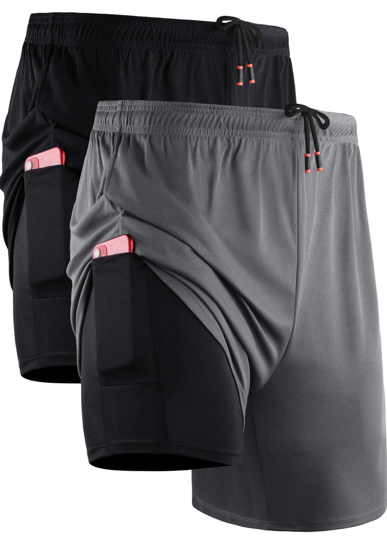 Men's 2 in 1 Running Shorts with Liner,Dry Fit Workout Shorts with Pockets