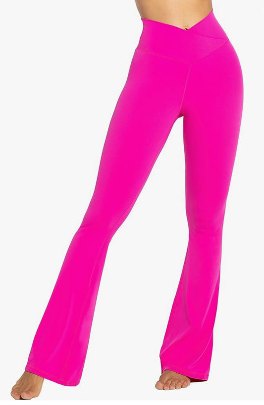 Leggings, Crossover Yoga Pants with Tummy Control, High-Waisted and Wide Leg